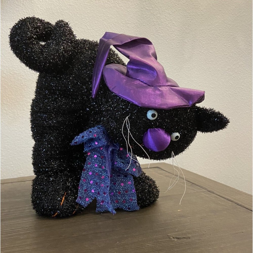 Chrisha Playful Plush 10" Halloween Black Arched Cat Weighted Feet Vintage 2012